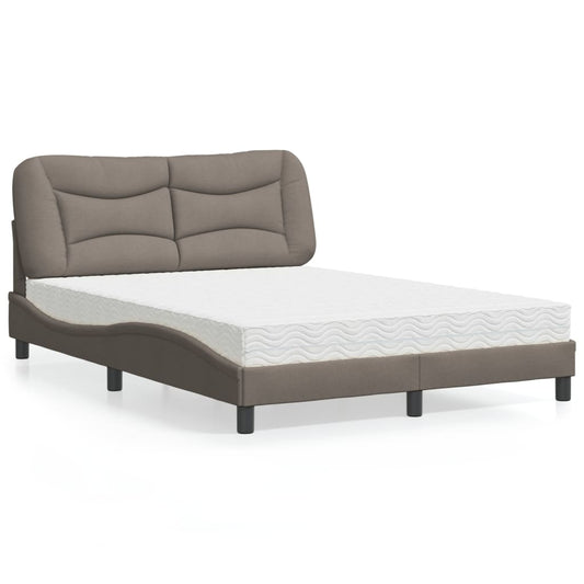 Bett mit Matratze "Hvar" Taupe 140x200 cm Stoff
