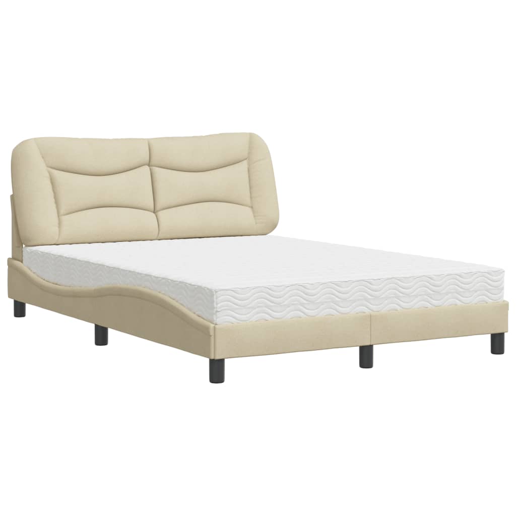 Bett mit Matratze "Hvar" Creme 140x200 cm Stoff