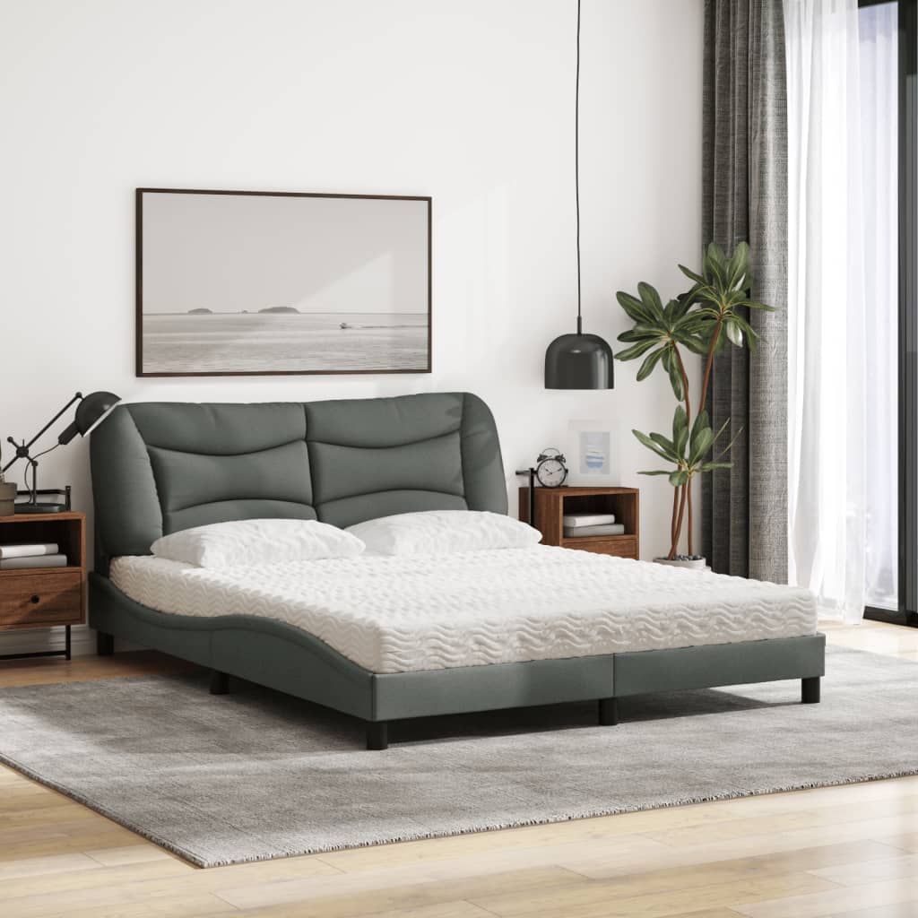 Bett mit Matratze "Hvar" Dunkelgrau 160x200 cm Stoff