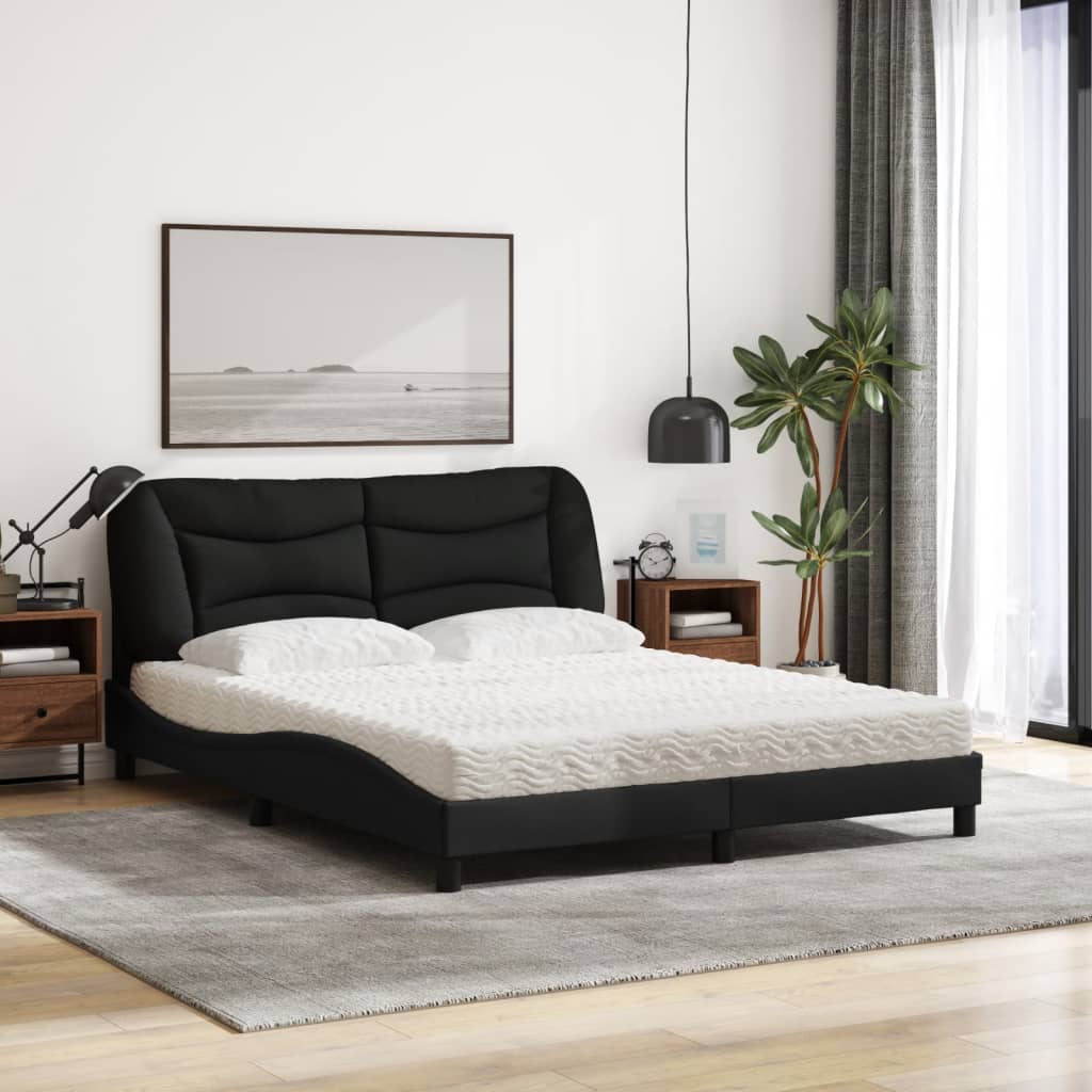 Bett mit Matratze "Hvar" Schwarz 160x200 cm Stoff