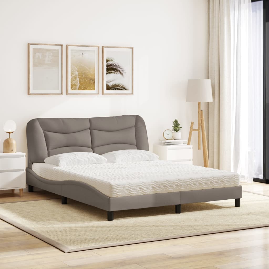 Bett mit Matratze "Hvar" Taupe 160x200 cm Stoff
