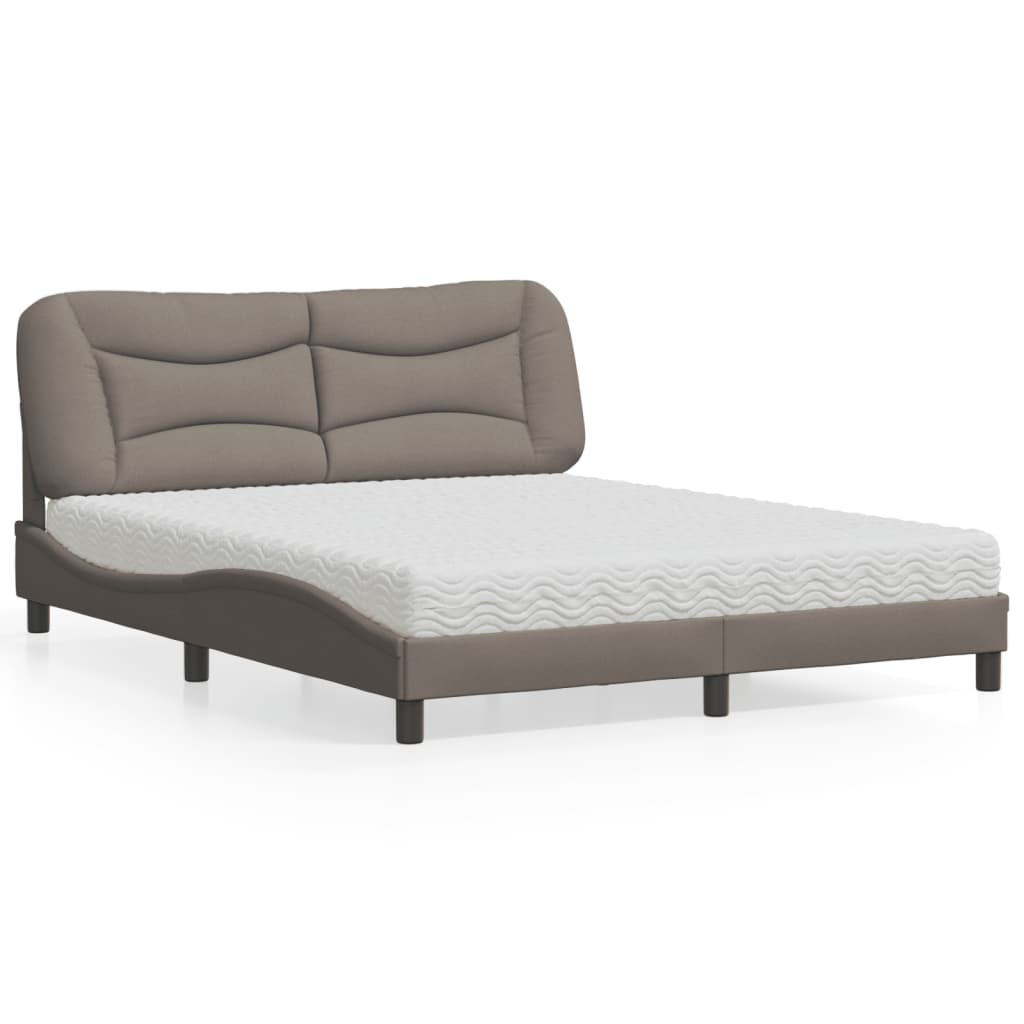 Bett mit Matratze "Hvar" Taupe 160x200 cm Stoff