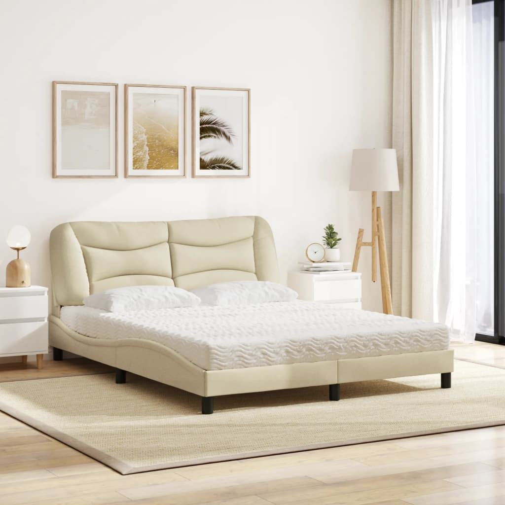 Bett mit Matratze "Hvar" Creme 160x200 cm Stoff