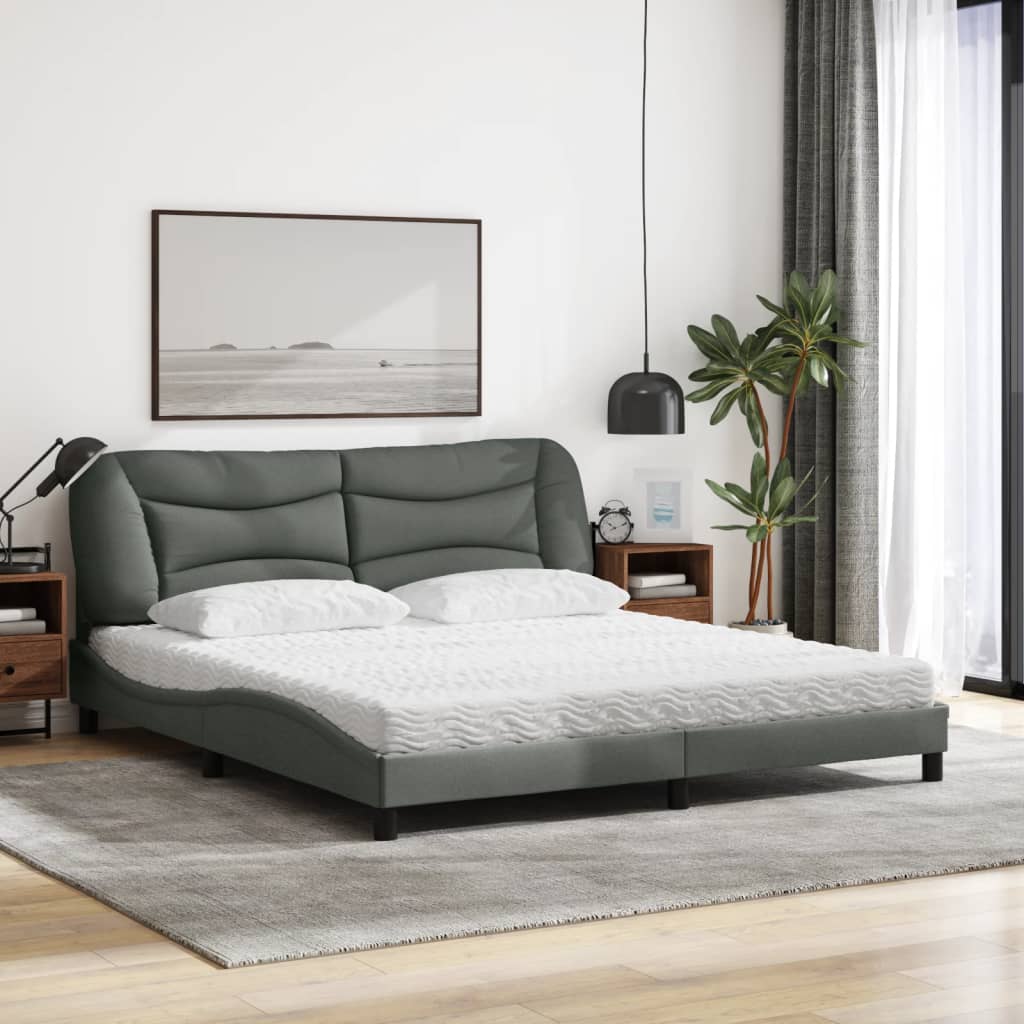Bett mit Matratze "Hvar" Dunkelgrau 180x200 cm Stoff
