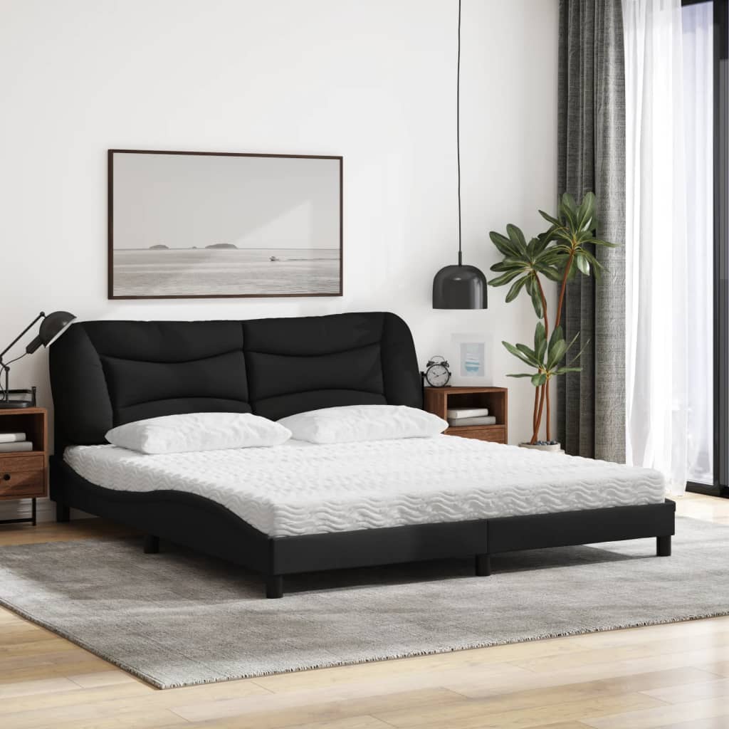 Bett mit Matratze "Hvar" Schwarz 180x200 cm Stoff