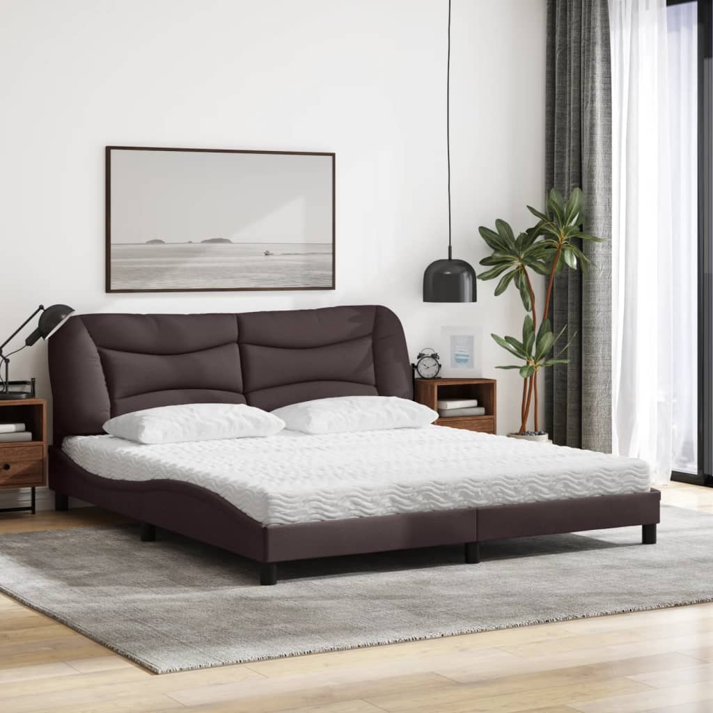 Bett mit Matratze "Hvar" Dunkelbraun 180x200 cm Stoff