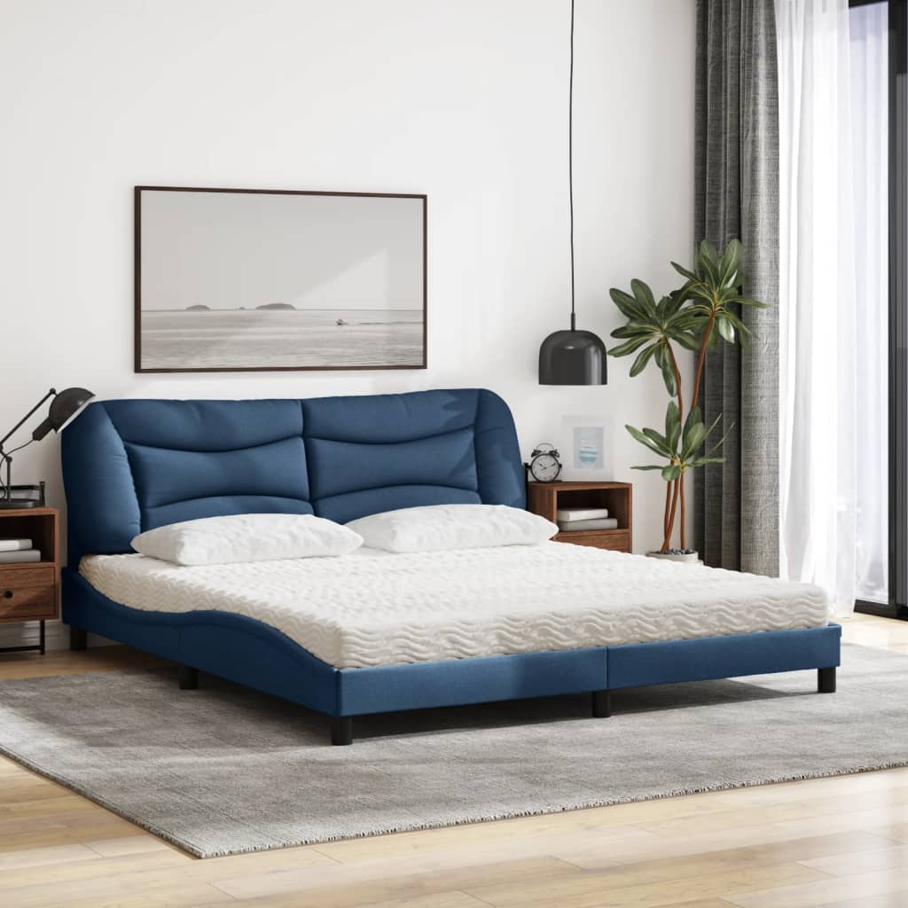 Bett mit Matratze "Hvar" Blau 180x200 cm Stoff