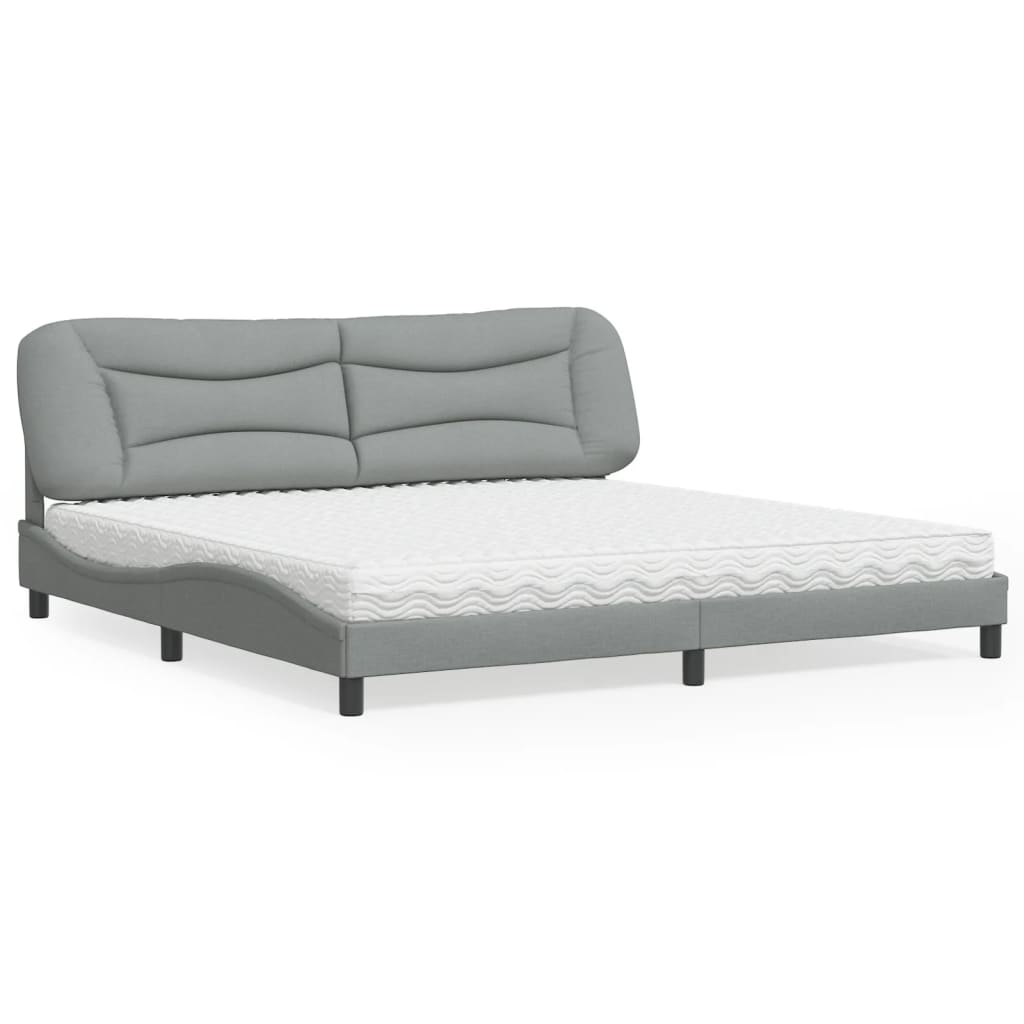 Bett mit Matratze "Hvar" Hellgrau 200x200 cm Stoff