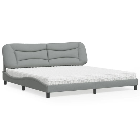 Bett mit Matratze "Hvar" Hellgrau 200x200 cm Stoff