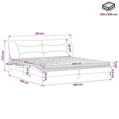 Bett mit Matratze "Hvar" Dunkelgrau 200x200 cm Stoff