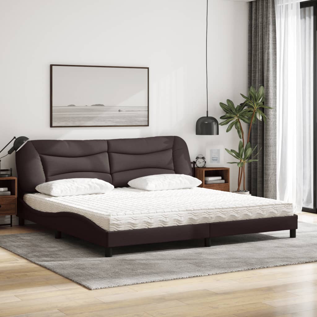 Bett mit Matratze "Hvar" Dunkelbraun 200x200 cm Stoff