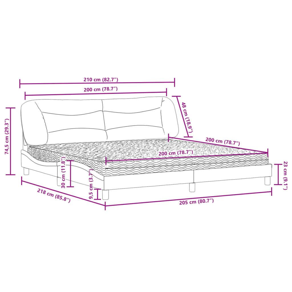 Bett mit Matratze "Hvar" Dunkelbraun 200x200 cm Stoff