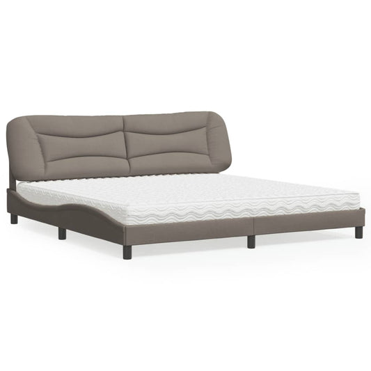 Bed with mattress taupe 200x200 cm fabric