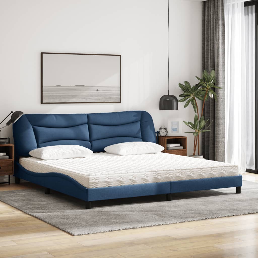Bett mit Matratze "Hvar" Blau 200x200 cm Stoff