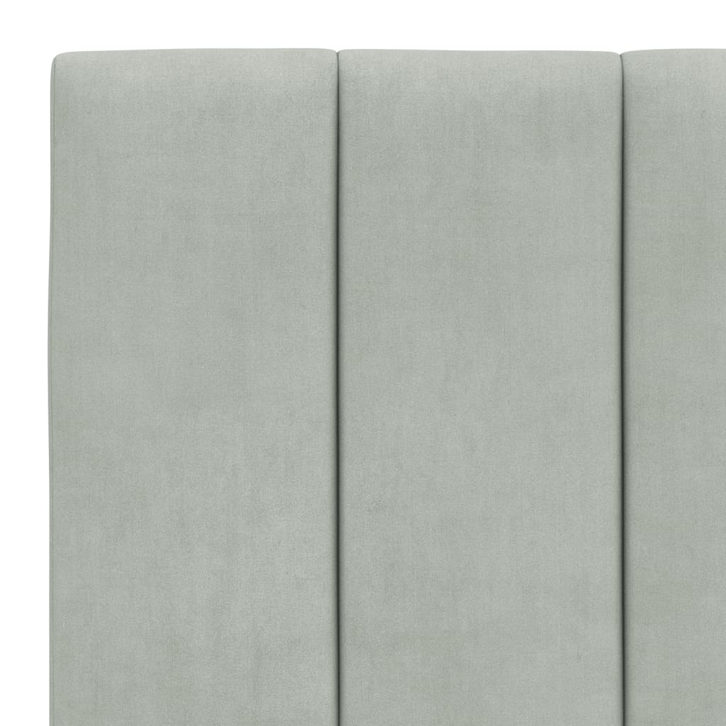 Lit avec matelas "Hanko" gris clair 80x200 cm velours
