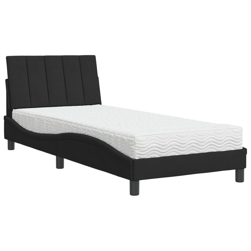Bett mit Matratze "Hanko" Schwarz 80x200 cm Samt