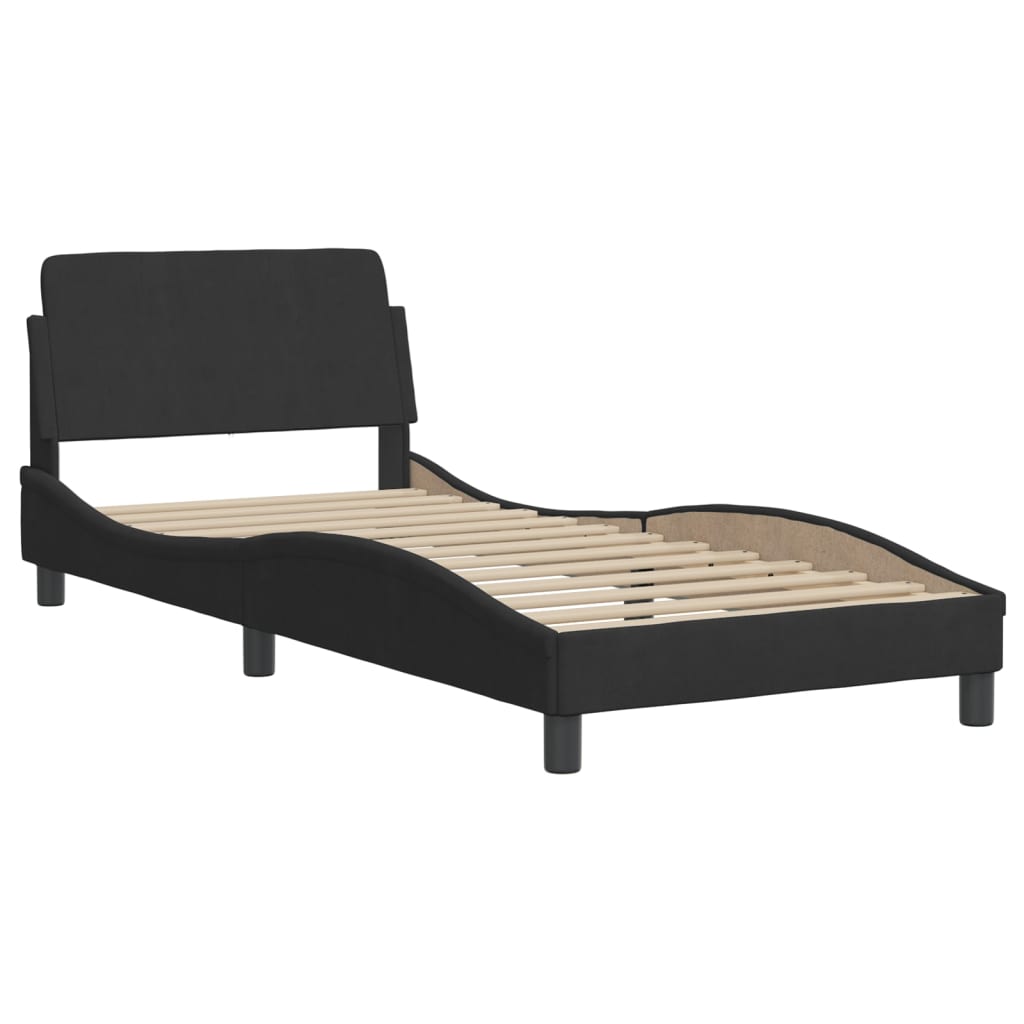 Bett mit Matratze "Hanko" Schwarz 80x200 cm Samt