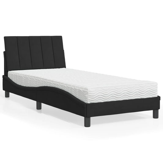 Bett mit Matratze "Hanko" Schwarz 80x200 cm Samt