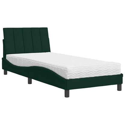 Bett mit Matratze "Hanko" Dunkelgrün 90x190 cm Samt