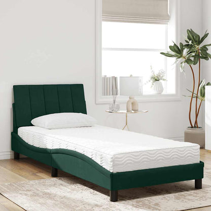 Bett mit Matratze "Hanko" Dunkelgrün 90x190 cm Samt