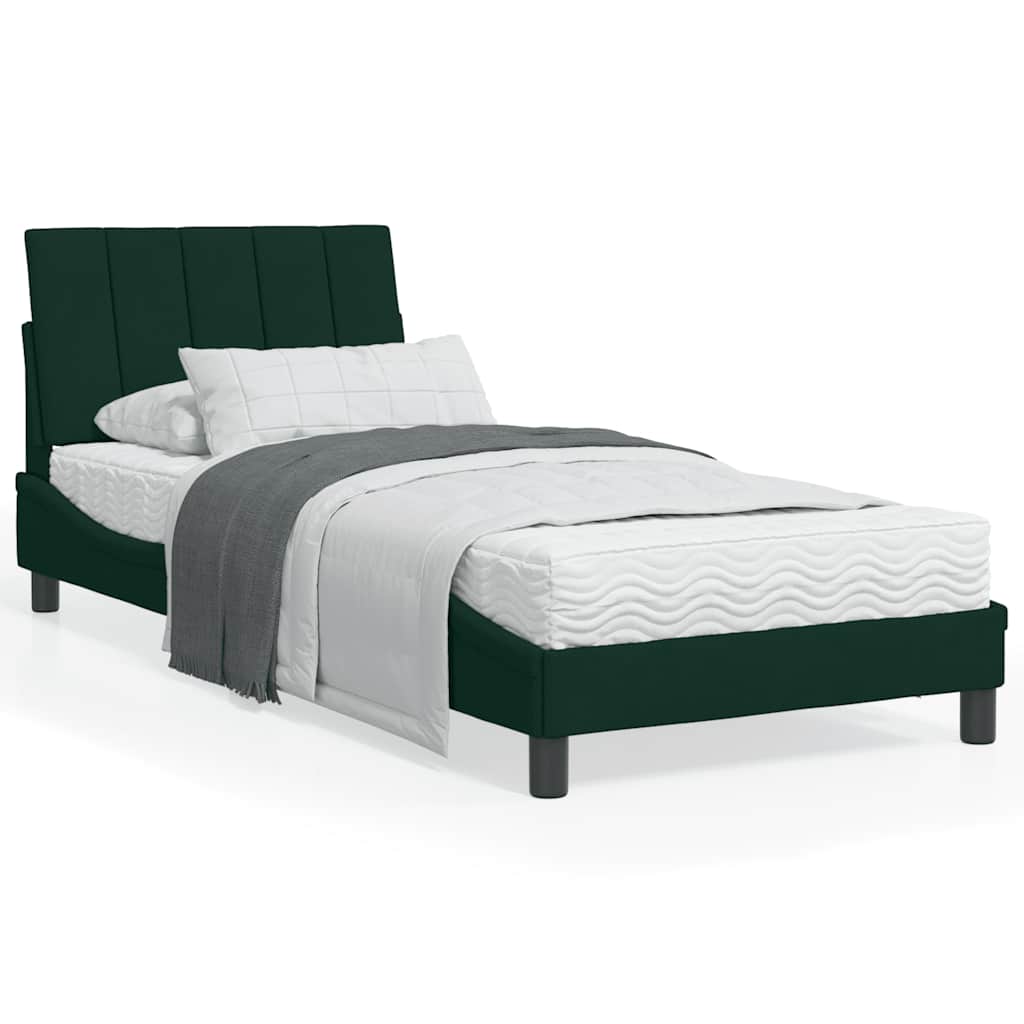 Bett mit Matratze "Hanko" Dunkelgrün 90x200 cm Samt