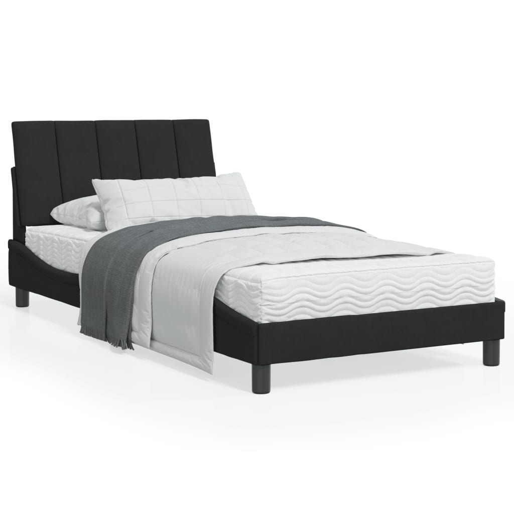 Bett mit Matratze "Hanko" Schwarz 100x200 cm Samt