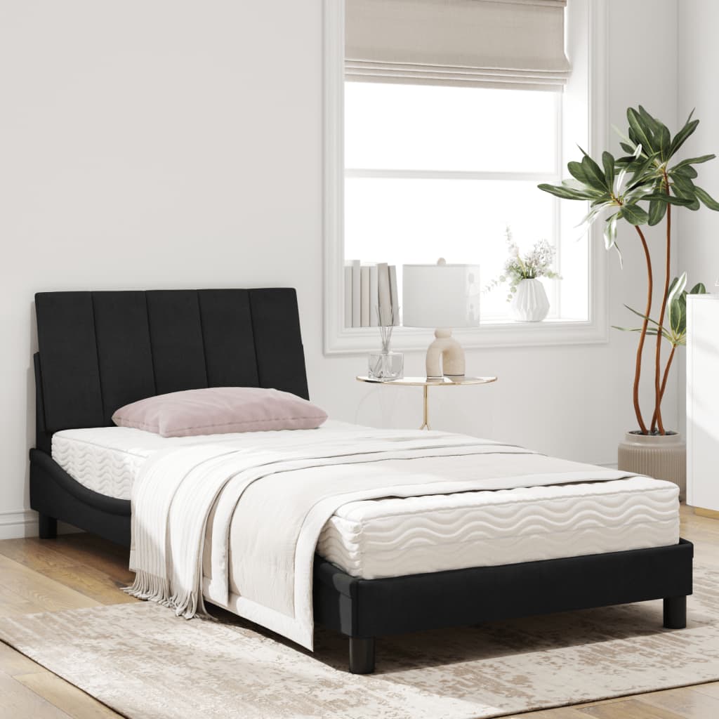Bett mit Matratze "Hanko" Schwarz 100x200 cm Samt