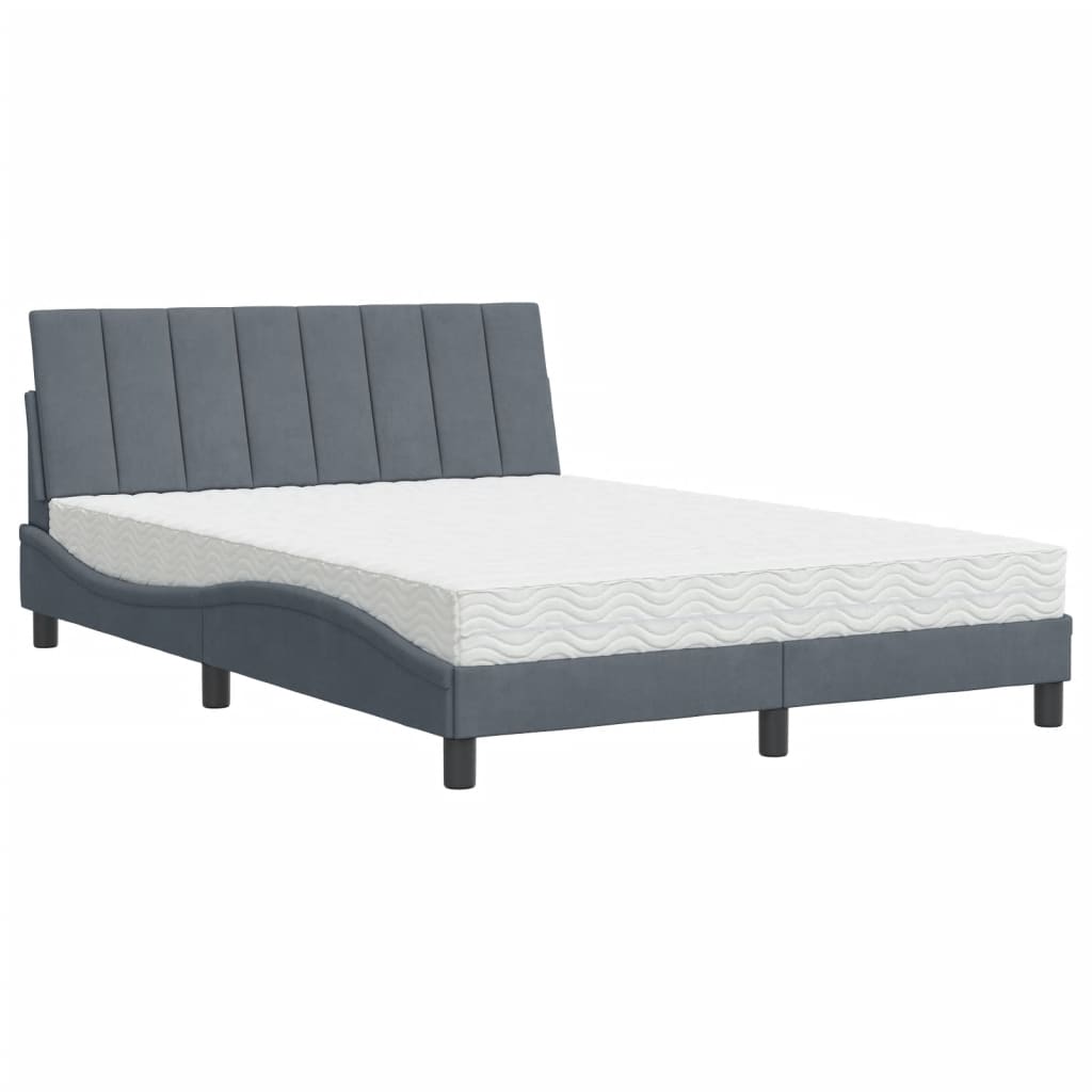 Bett mit Matratze "Hanko" Dunkelgrau 120x200 cm Samt