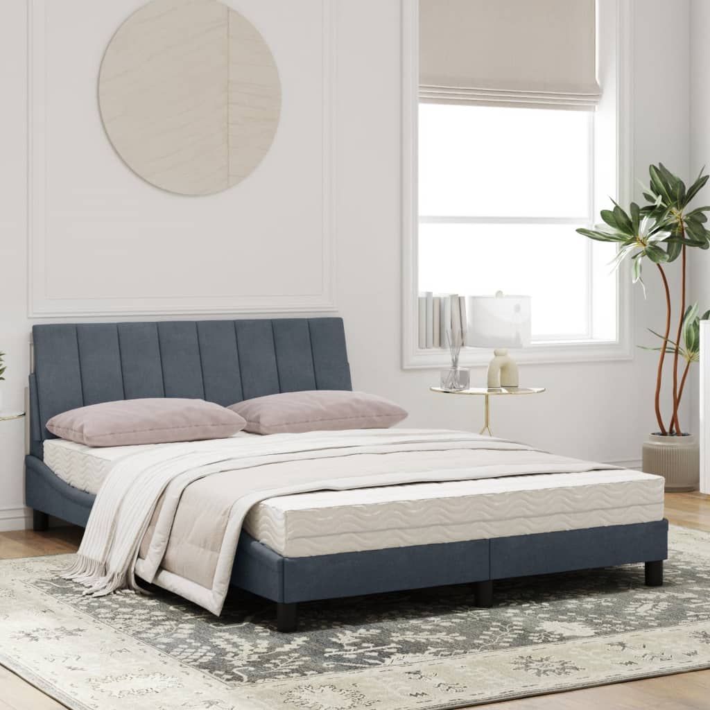 Bett mit Matratze "Hanko" Dunkelgrau 120x200 cm Samt