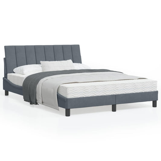 Bett mit Matratze "Hanko" Dunkelgrau 120x200 cm Samt