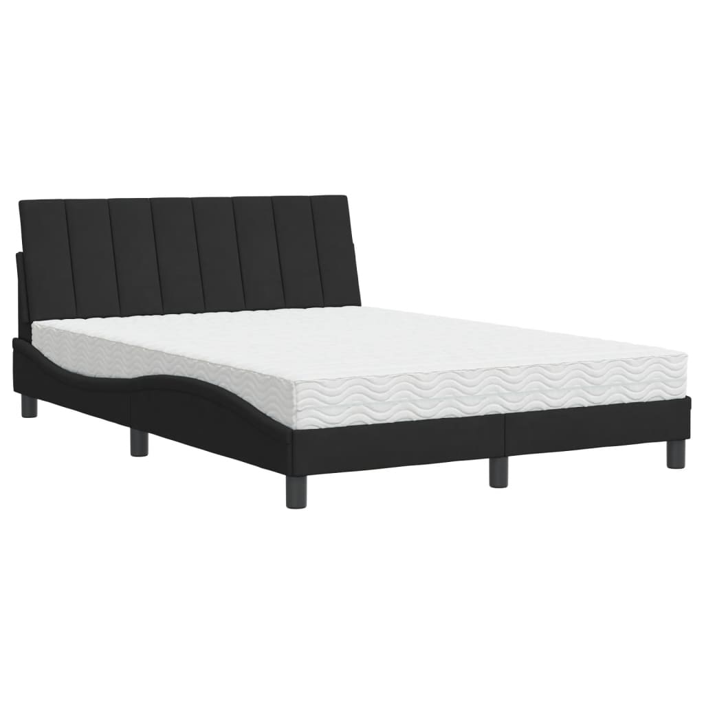 Bett mit Matratze "Hanko" Schwarz 120x200 cm Samt
