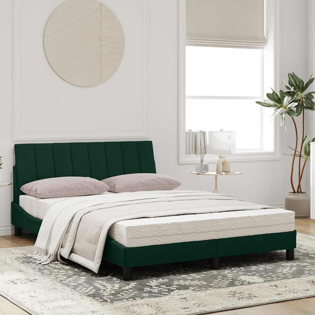 Bett mit Matratze "Hanko" Dunkelgrün 120x200 cm Samt