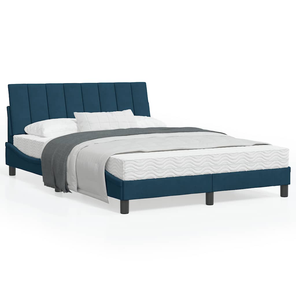 Bett mit Matratze "Hanko" Blau 120x200 cm Samt