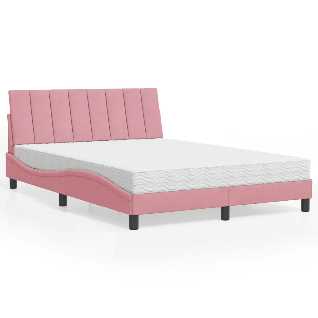 Bett mit Matratze "Hanko" Rosa 120x200 cm Samt