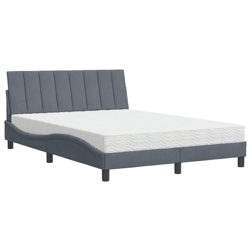 Bett mit Matratze "Hanko" Dunkelgrau 140x190 cm Samt