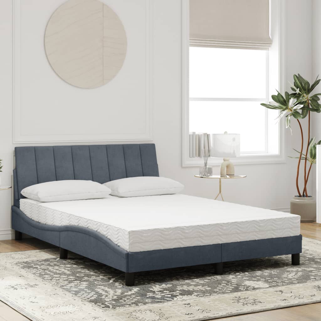 Bett mit Matratze "Hanko" Dunkelgrau 140x190 cm Samt