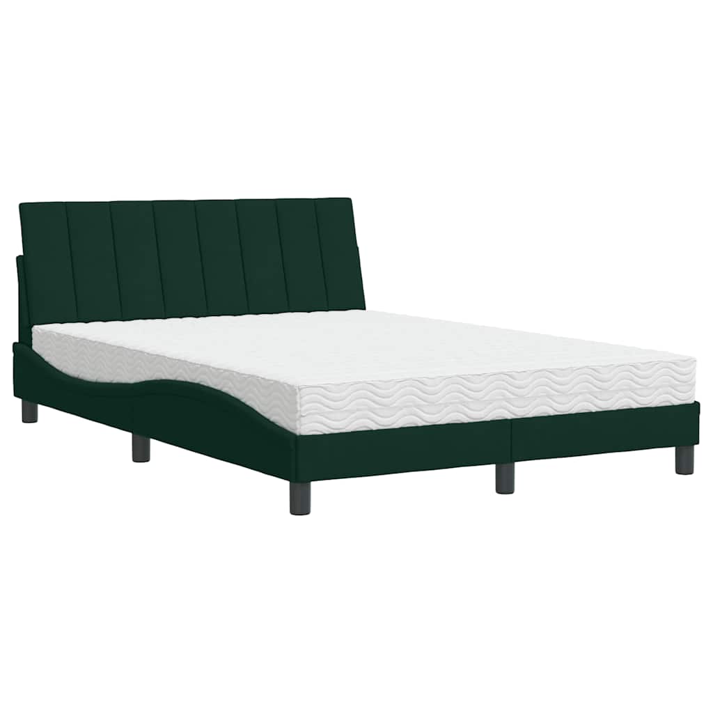 Bett mit Matratze "Hanko" Dunkelgrün 140x190 cm Samt