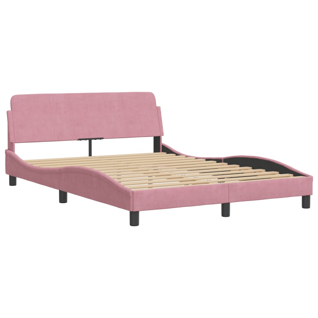 Bett mit Matratze "Hanko" Rosa 140x190 cm Samt