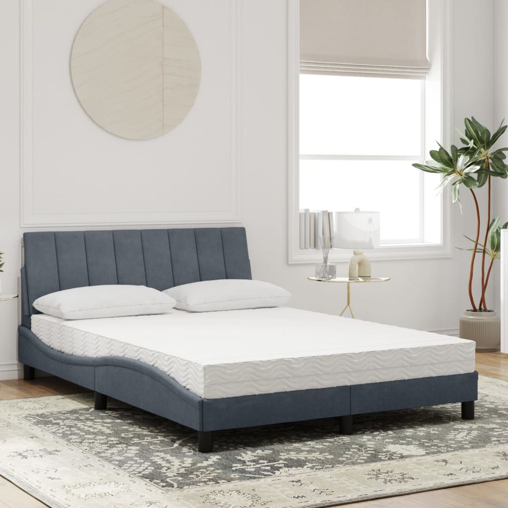 Bett mit Matratze "Hanko" Dunkelgrau 140x200 cm Samt