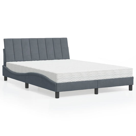 Bett mit Matratze "Hanko" Dunkelgrau 140x200 cm Samt