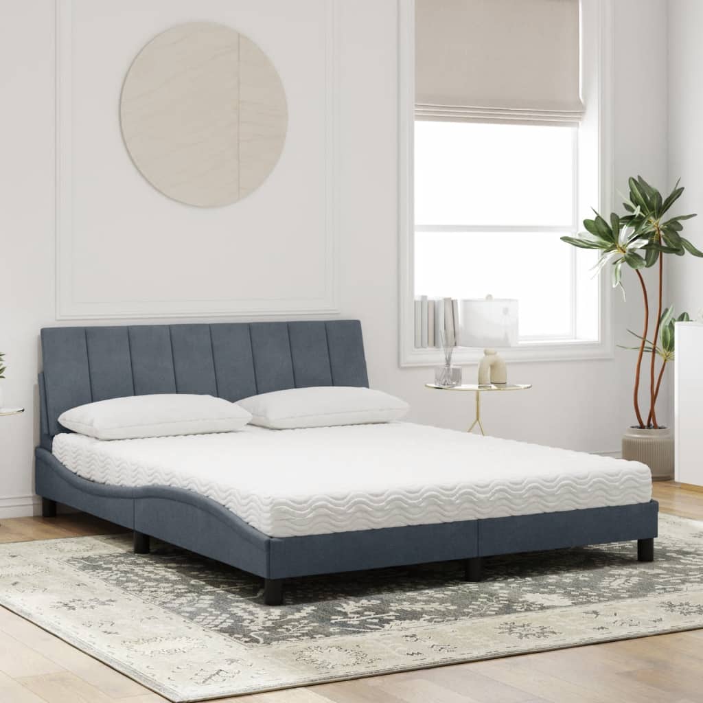 Bed with mattress dark grey 160x200 cm velvet