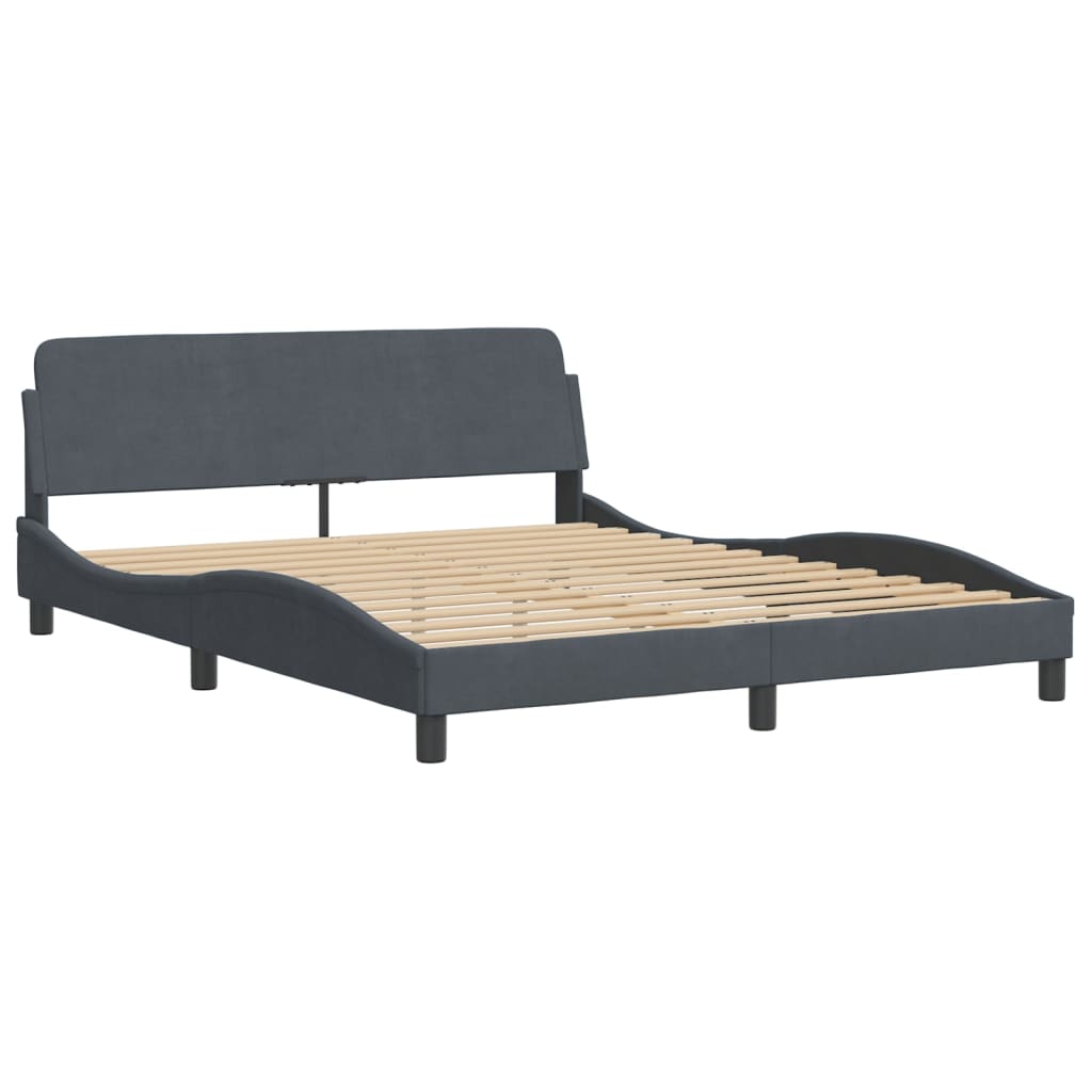 Bed with mattress dark grey 160x200 cm velvet
