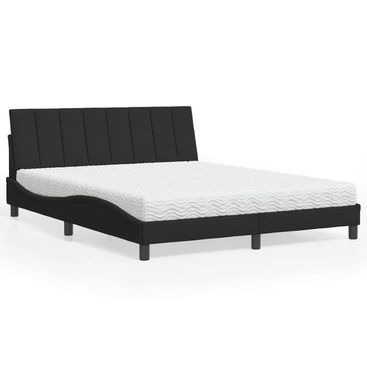 Bett mit Matratze "Hanko" Schwarz 160x200 cm Samt