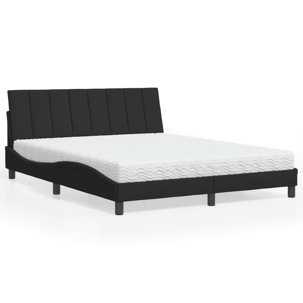 Bett mit Matratze "Hanko" Schwarz 160x200 cm Samt
