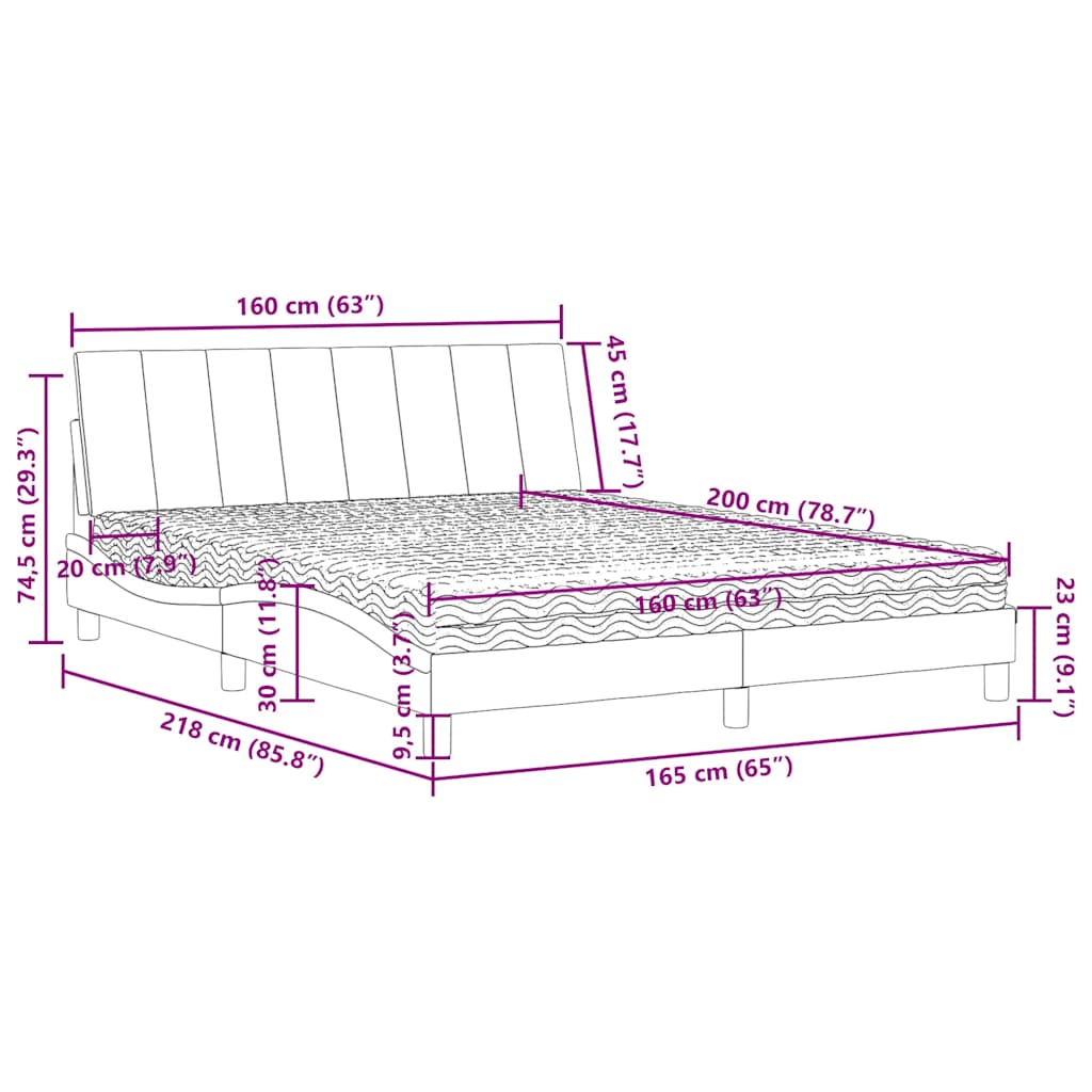 Bett mit Matratze "Hanko" Dunkelgrün 160x200 cm Samt
