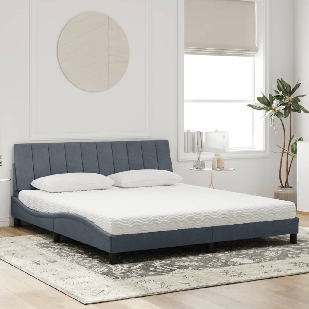 Bett mit Matratze "Hanko" Dunkelgrau 180x200 cm Samt