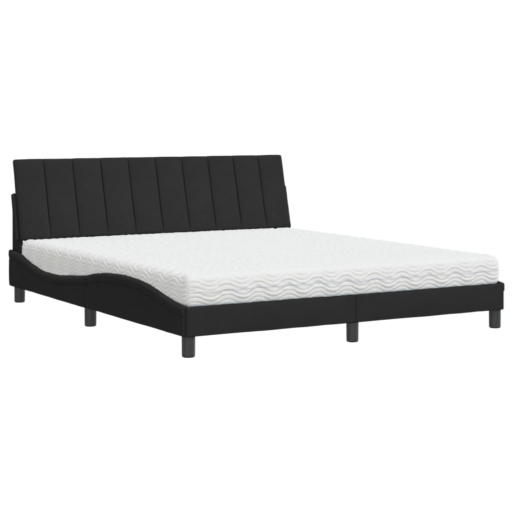 Bett mit Matratze "Hanko" Schwarz 180x200 cm Samt