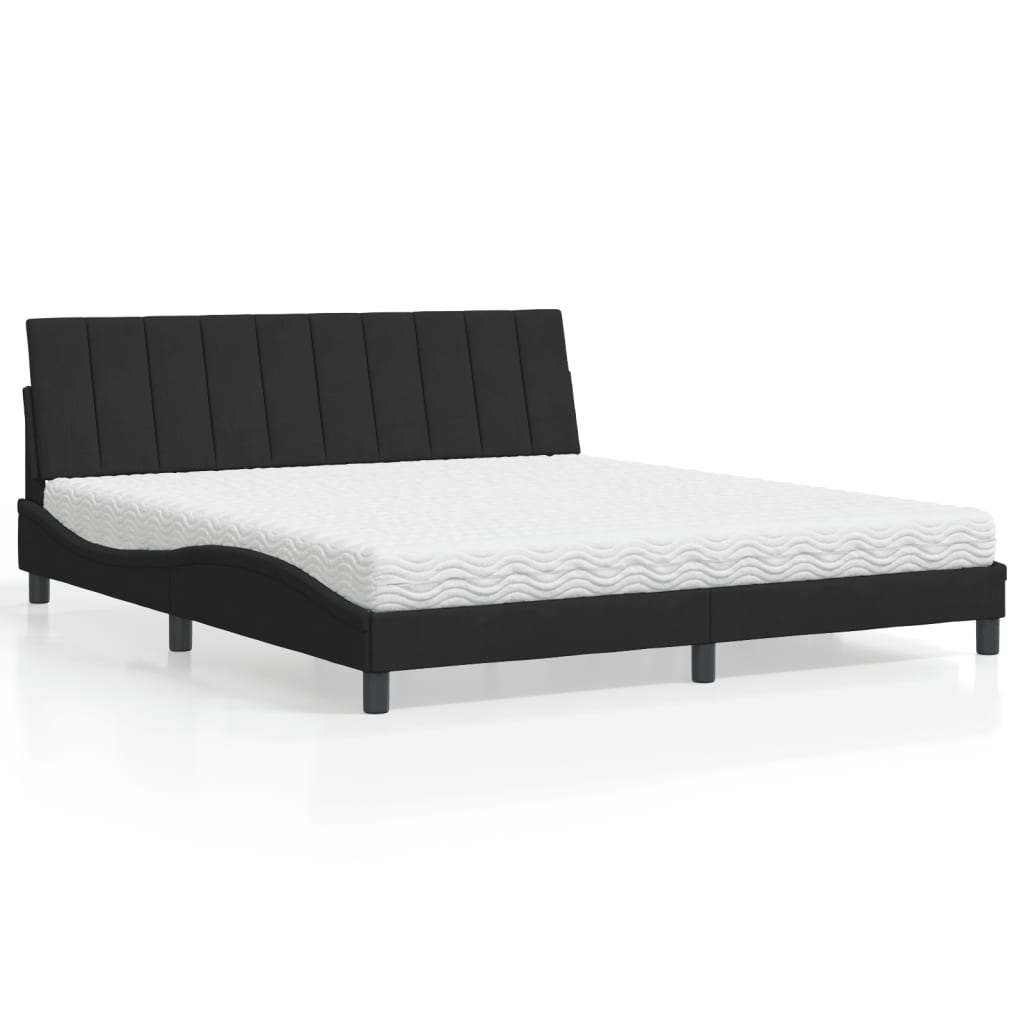 Bett mit Matratze "Hanko" Schwarz 180x200 cm Samt
