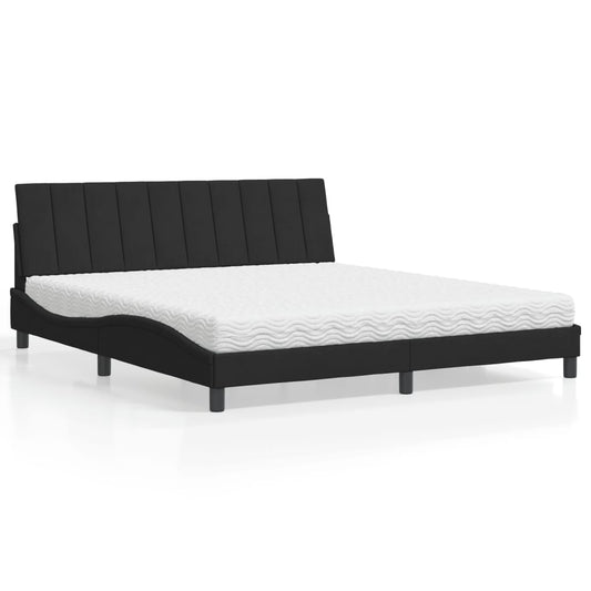 Bett mit Matratze "Hanko" Schwarz 180x200 cm Samt