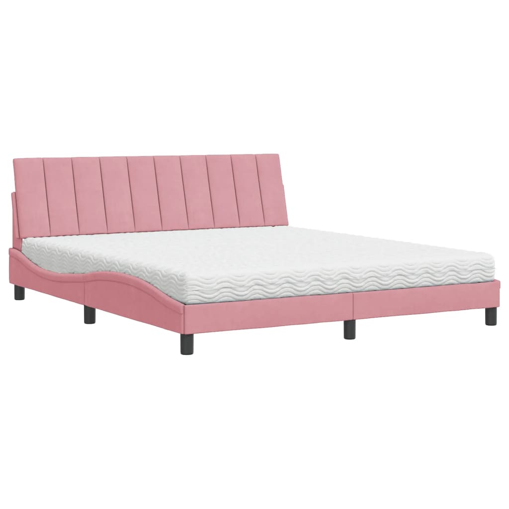 Bett mit Matratze "Hanko" Rosa 180x200 cm Samt